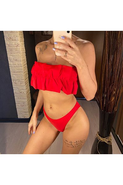 OEM Women's 2-piece swimsuit with sponge Red XL – 157