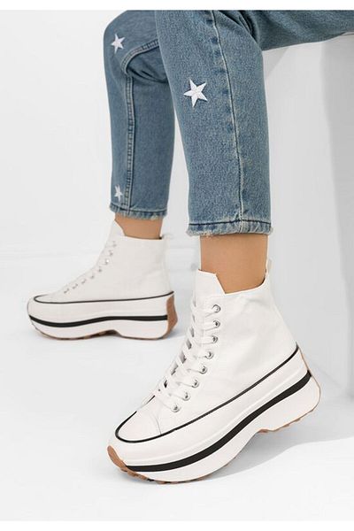 B T Shoes Tenisi cu platformă Francene albi