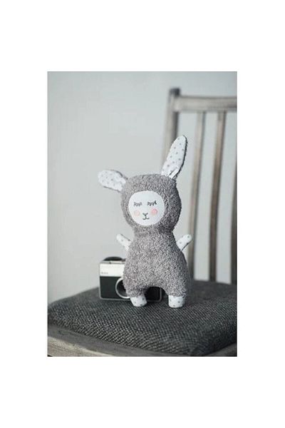 indiggo Papusa Zgomotoasa pentru Bebelusi - Iepuras - Handmade, Bumbac si Umplutura moale, 24cm