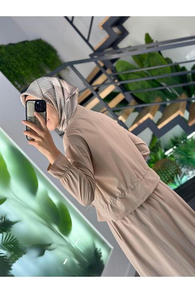 Armine Trend Jacket and Skirt Suit 25Yt659 Beige