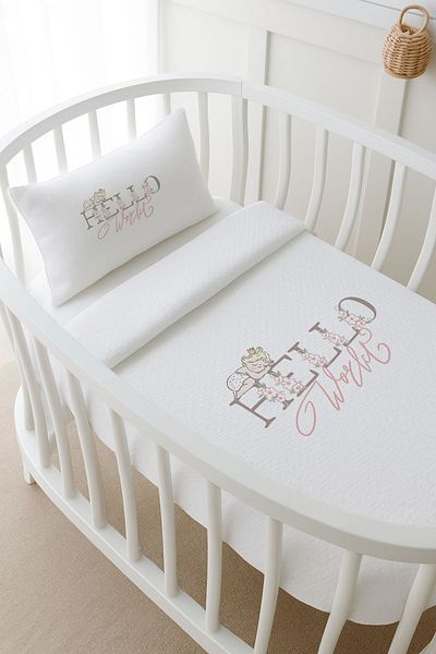 Tuğba Kuğu Pike Set - Pure Baby - Hello World - 80 X 120 cm