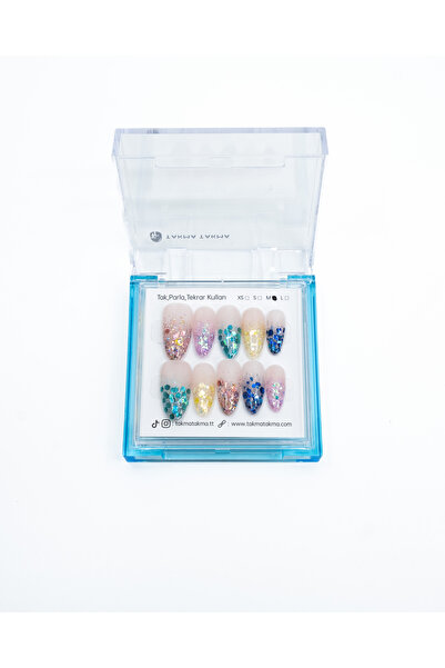 Takma Takma M Beden 10'lu Renkli Uzun Badem TT1183 Tekrar Kullanılabilir Prot...