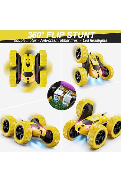 Lumely Remote Control Car,2.4GHz Electric Race Stunt Car Toy,Toys for Boys Kids Game Gift,Yellow