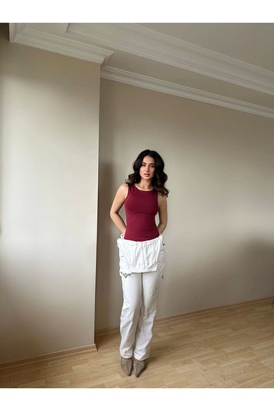 KarşıVitrin Body roșu Claret cu gât Halter
