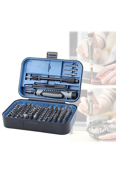 OEM Set de surubelnite precizie, 130-in-1, Cu surubelnita 120 biti, 15.3×10.7×5.4 cm, Albastru