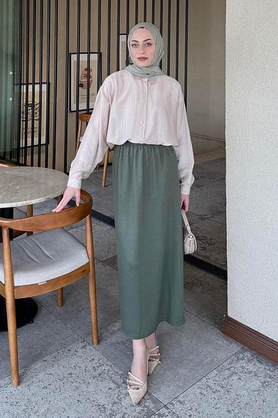 lamelif Siena Linen Hijab Shirt Stone