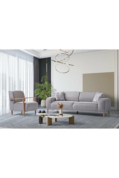 Yuvaset Home İcon Ahşap Ayaklı Mekanizmalı 3+3+1 Koltuk Takımı