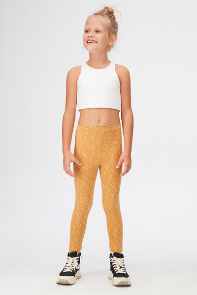 LOVETTI Mustard Drop Pattern Jacquard Girl's Full Length Leggings