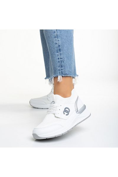 Kalapod Women's white sports shoes made of eco-leather and textile material Nairobi