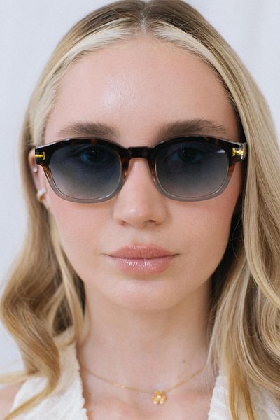 Bilge Karga Elastic Leopard Blue Gradient Sunglasses