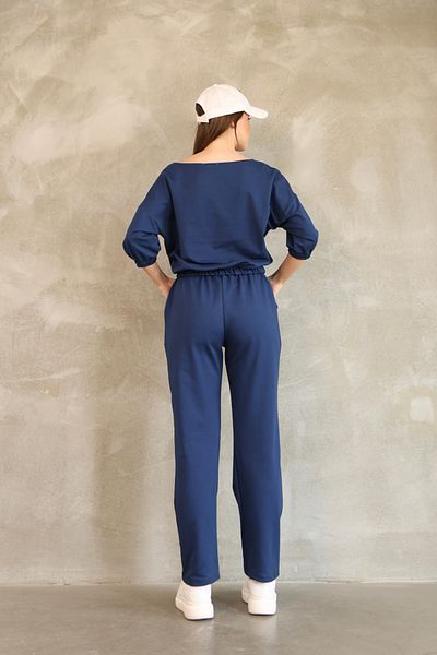 vesantia Women's Navy Blue Cotton Summer Elastic Minimal Suit – Comfortable Fit, Flexible, Stylish and Cooling Fabric