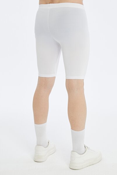 ASM SPOR Ανδρικό κοντό κολάν αθλητή-λευκό, αναπνεύσιμο, εύκαμπτο κολάν γυμναστικής για τρέξιμο