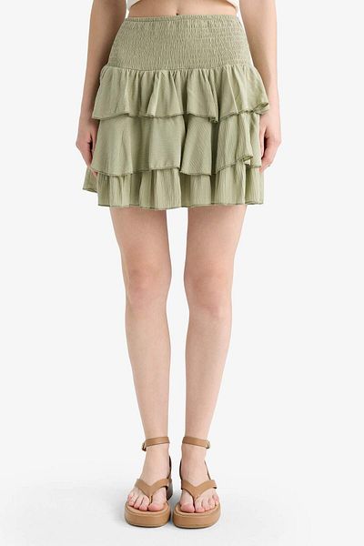 DeFacto Coool Normal Waist Crinkle Flounced Viscose Mini Skirt F9262Ax25Sm