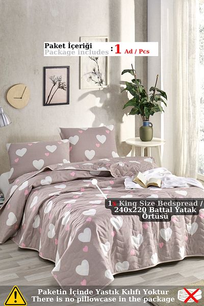 Eponj Home Battal Oversized Quilted Bedspread Multi-Purpose Herz Gülkurusu