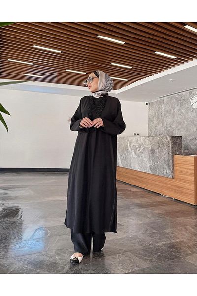 Hare Butik Rafella Grogren Detail Long Tunic
