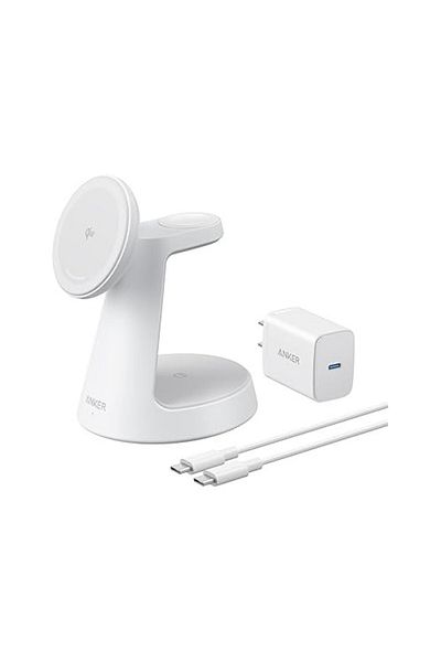 Anker Maggo 3-in-1 Magsafe Qi2 15w Magnetic Wireless Charger (CHARGER AND CABLE INCLUDED), White