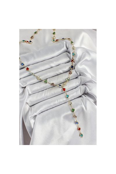 Skygo Brass Gold Color Mixed Color Zircon Stone Heart Y Women Necklace - Tj-Bko10303