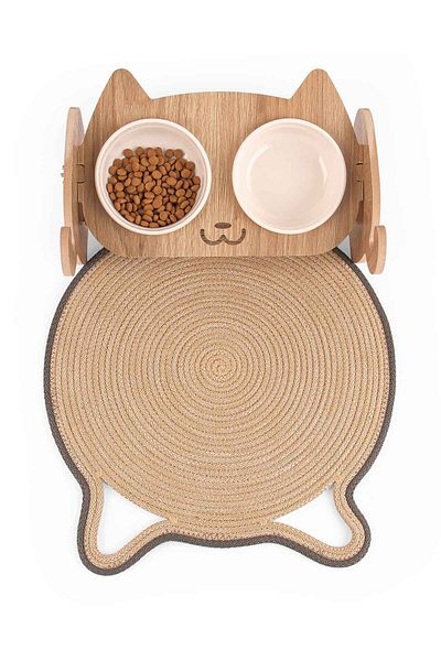 GOBYPET Jute Straw Ear Round Cat Dog Food\Bed Mat, Mat