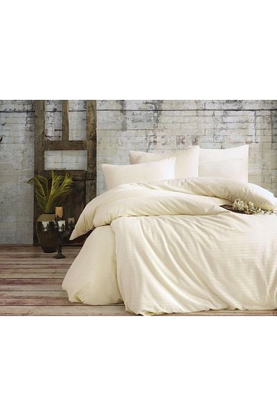 Elvira Home Collection Eh Комплект завивки от 4 части с двойни райета, 100% памучен сатен