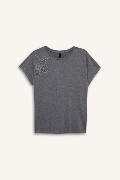 DeFacto Crew Neck Stone Printed Short Sleeve T-Shirt E9333Ax25Sm