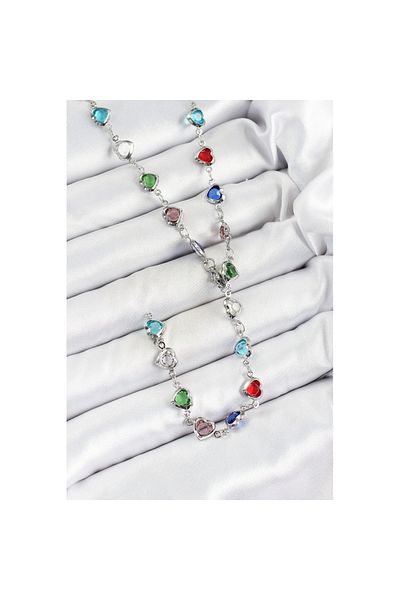 Skygo Brass Silver Color Mixed Color Zircon Stone Heart Y Women Necklace - Tj-Bko10302