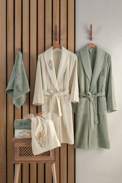 MARİBOR Trigo - Nakışlı Aile Bambu Bornoz Serisi - 6 Parça