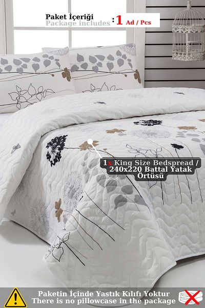 Eponj Home Cuvertură de pat matlasată supradimensionată multifuncțională Atlantis White