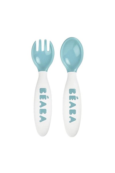 Beaba Set lingurita si furculita ergonomica - Bleu