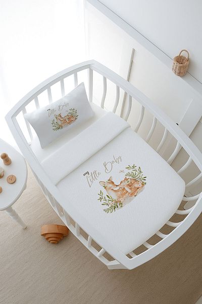 Tuğba Kuğu Pike Set - for Baby - Mom and Baby Deer - 80 X 120 cm