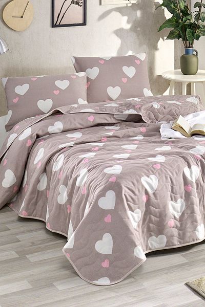 Eponj Home Battal Oversized Quilted Bedspread Multi-Purpose Herz Gülkurusu