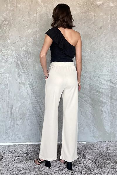 GÜLSELİ Stone High Waist Pocketed Grassland Women's Loose Cut Trousers