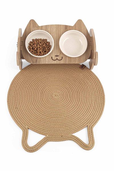 GOBYPET Jute Straw Ear Round Cat Dog Food\Bed Mat, Mat