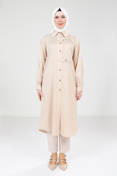 Beyza Buttoned Beige Wear and Go 9231
