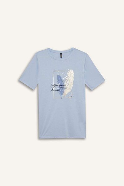 DeFacto Tricou cu mânecă scurtă cu imprimeu cu decolteu rotund E1164AX25SP