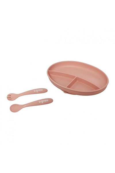 U-Grow Set farfurie cu lingurita si furculita silicon U-Grow UG-SET9PK
