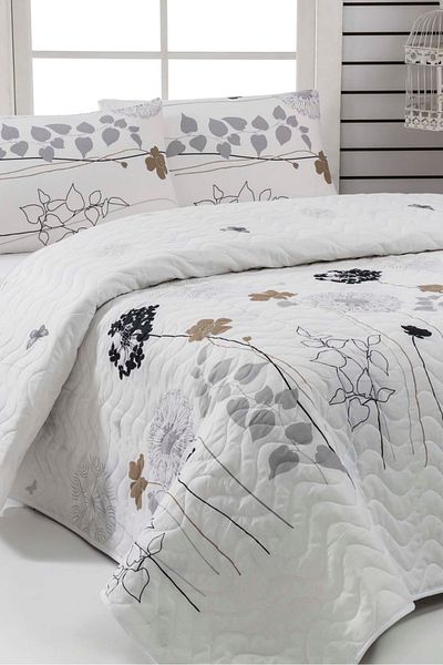 Eponj Home Cuvertură de pat matlasată supradimensionată multifuncțională Atlantis White