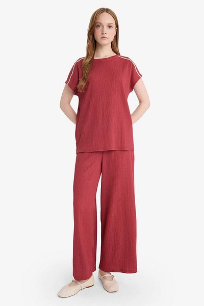 DeFacto Flexible Waisted Straight Leg Wrap-Around Capri Pants F6166Ax25Sm