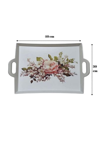 heybecollection Flower Patterned Tray with Handles