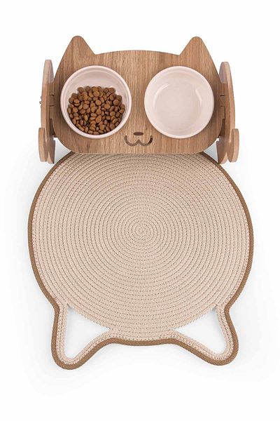 GOBYPET Jute Straw Ear Round Cat Dog Food\Bed Mat, Mat
