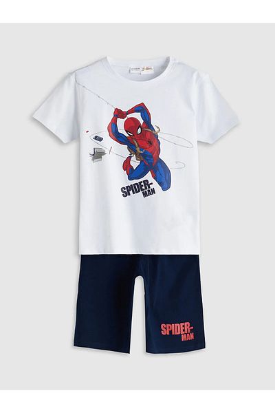 LC Waikiki Crew Neck Spider-Man Printed Boys Shorts Pajama Set