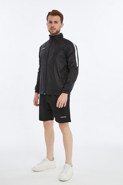 ASM SPOR Darıng Men's Black Waterproof Raincoat - Lightweight, Zippered, Hooded Windbreaker