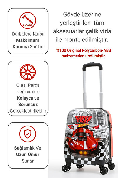 HOT WHEELS Lisanslı Kırmızı Araba Erkek Çocuk Valizi – Süper Tasarım – Dayanıklı Hafif - Hot Wheels