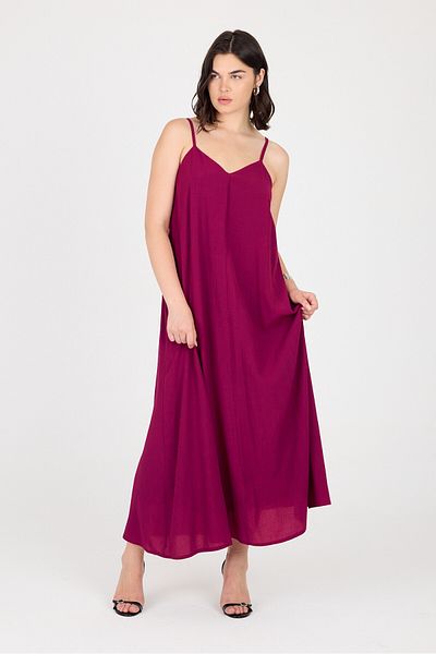 MOLLYMORE Aerobin Fabric Adjustable Strap Long Purple Dress