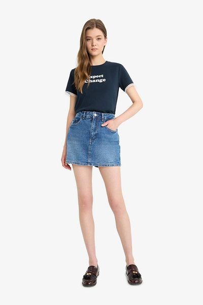 DeFacto Coool Fitted Printed Rib Short Sleeve T-Shirt F6149Ax25Sm