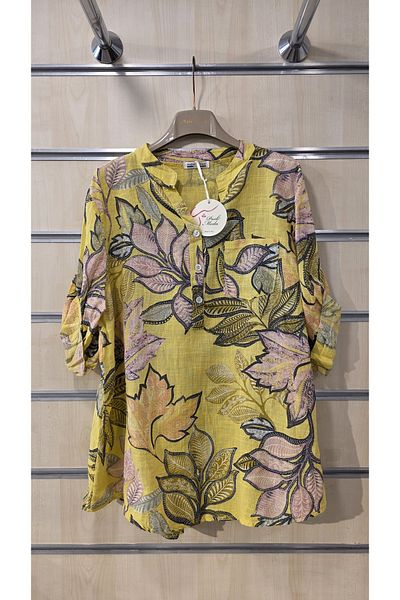 Park Moda Cămașă italiană cu model de frunze colorate cu 3 nasturi