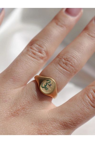 Reorah Collection Vintage Snake of the Moon Steel Ring