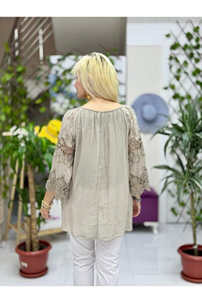 Punta Otantik NC20428 Bluză italiană clasică din mătase Mink