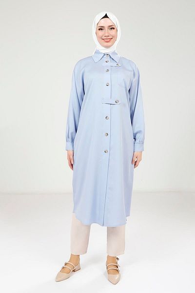 Beyza Buttoned Blue Wear and Go 9231