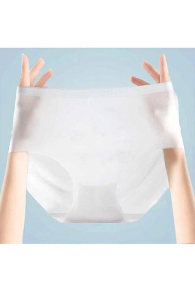 FİT WOMEN No Trace Seamless Ghost Ultra Thin Laser Cutting Micro Transparent High Waist Panties White