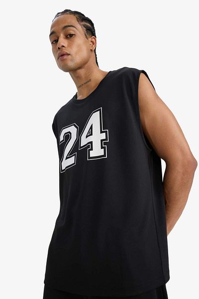 DeFacto Defactofit Quick Dry Breathable Boxy Fit Printed Crew Neck Sports Singlet E4391Ax25Hs